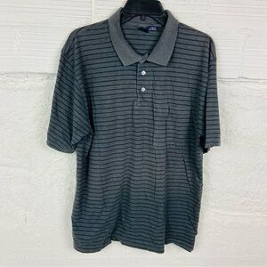 Cherokee vintage Dark Gray Striped Polo Shirt Size Large
